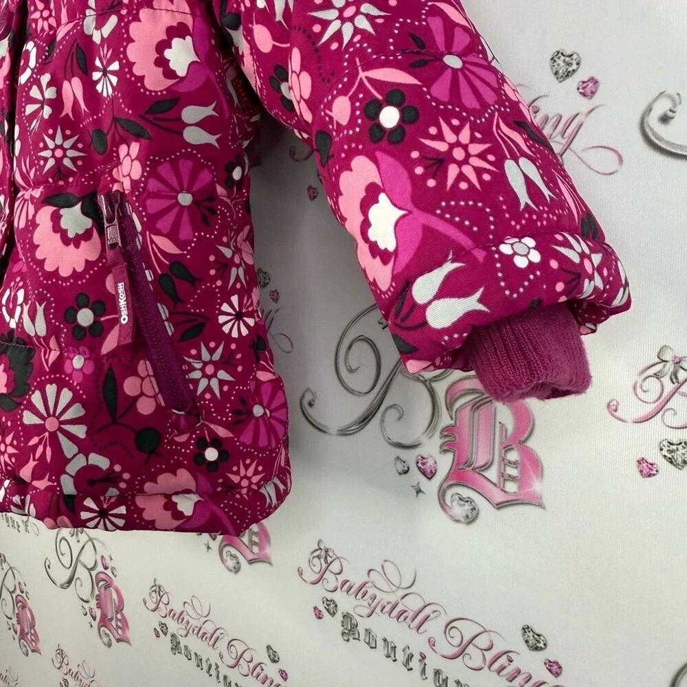 OshKosh jacket coat winter faux fur hood warm cozy Pink Floral Winter Jacket